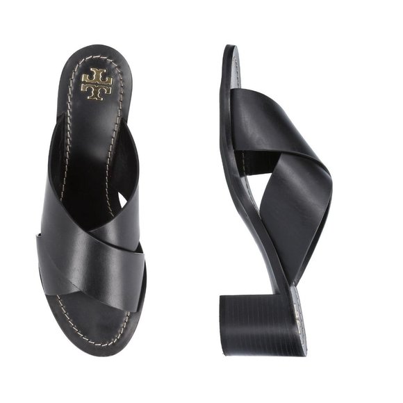 Tory Burch Shoes - Tory Burch Montrose black leather slide heels 8.5M